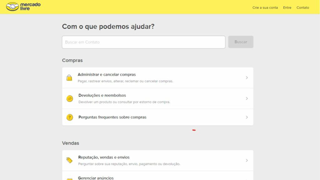 WhatsApp Mercado Livre, SAC 0800, Ouvidoria, FAQ e outros! 4 Print do FAQ do Mercado Livre