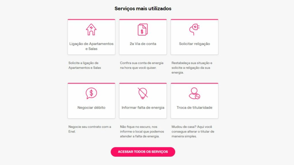 Print da tela de Agência Virtual Enel