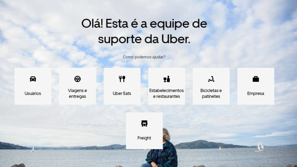 Telefone Uber: WhatsApp, SAC 0800, Chat online, Suporte e demais formas de contato 1 Print da tela de ajuda da Uber
