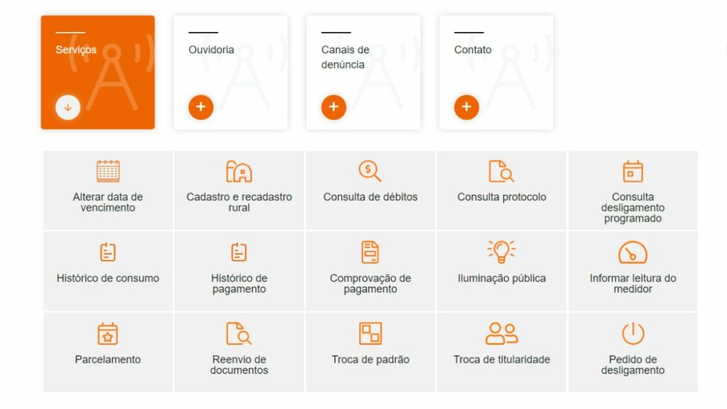 WhatsApp Copel: Telefones, Ouvidoria, SAC 0800, e demais formas de contato 3 Print da parte de serviços da Copel