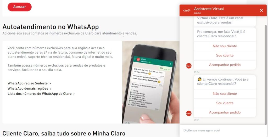 Atendimento Virtual Claro Net