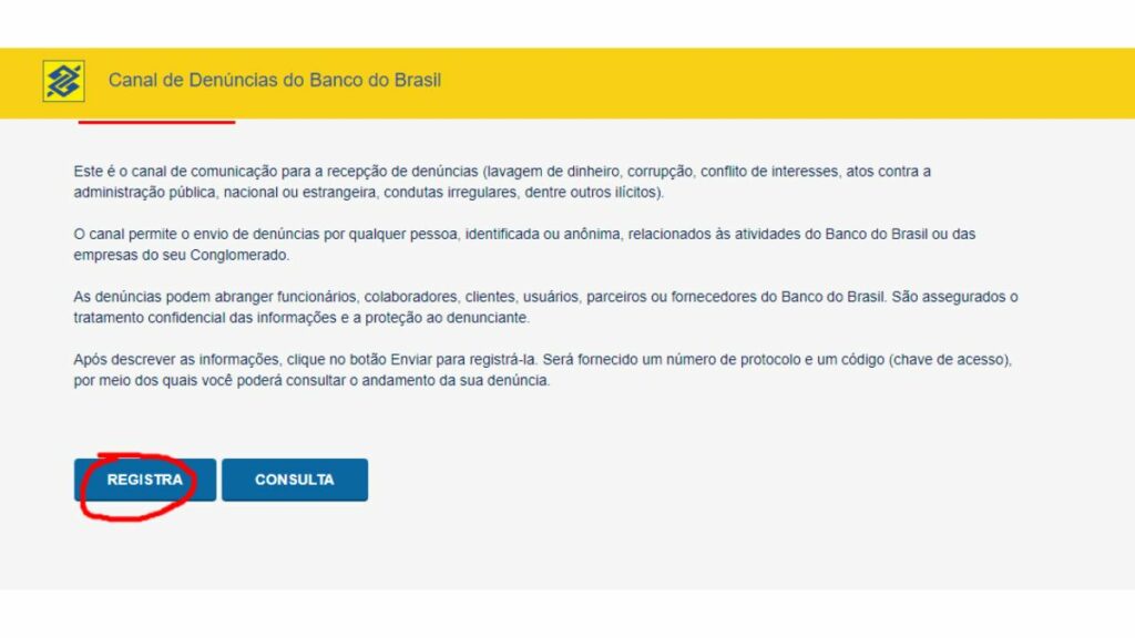 Canal de denúncias Banco do Brasil