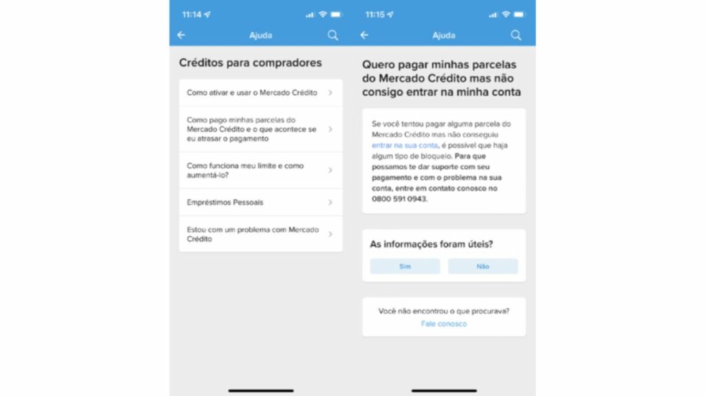 Fale conosco do Mercado Pago