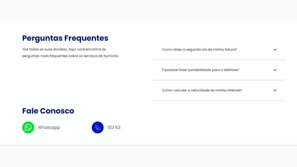 WhatsApp Sumicity: Telefone, SAC 0800, Chat Online e demais formas de contato! 1 Print do FAQ da Sumicity