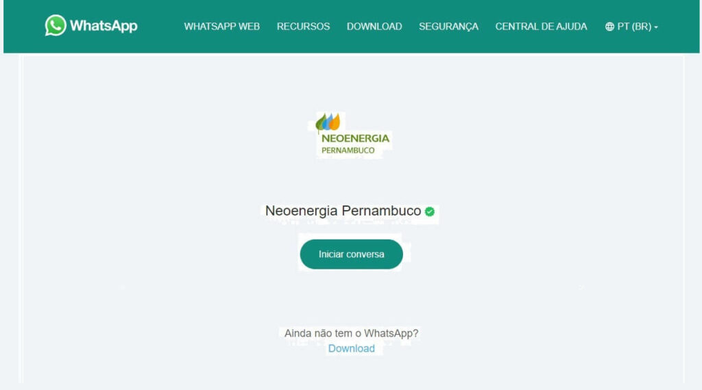 Página do WhatsApp Web Celpe