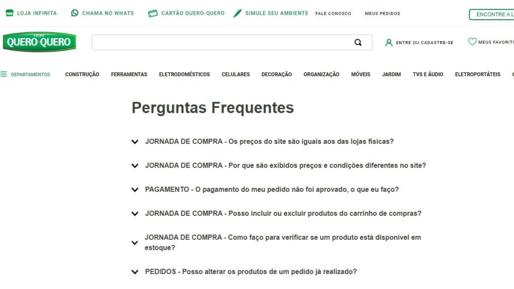 FAQ Lojas Quero Quero