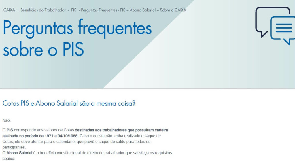 FAQ Caixa PIS