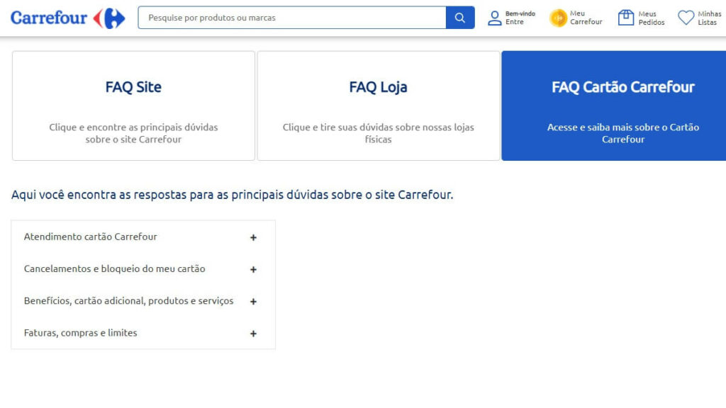 FAQ Cartão Carrefour