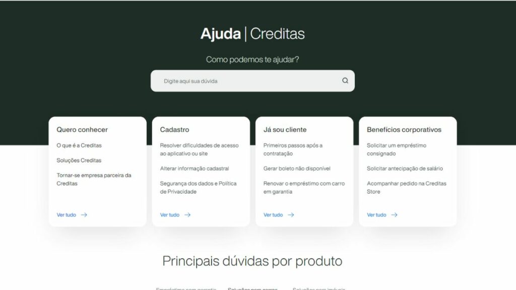 Print do FAQ da Creditas
