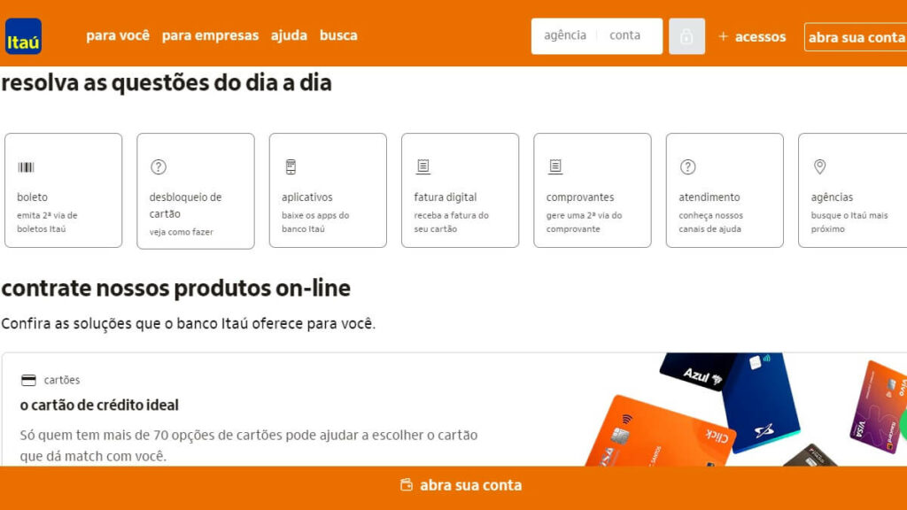 Página Inicial Itaú