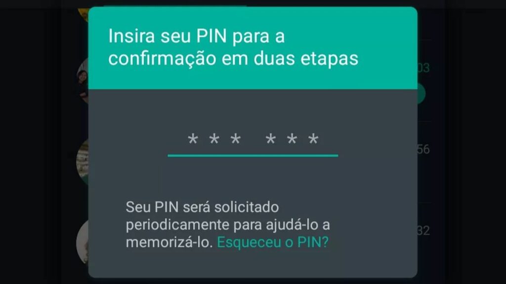 Verificação de duas etapas WhatsApp