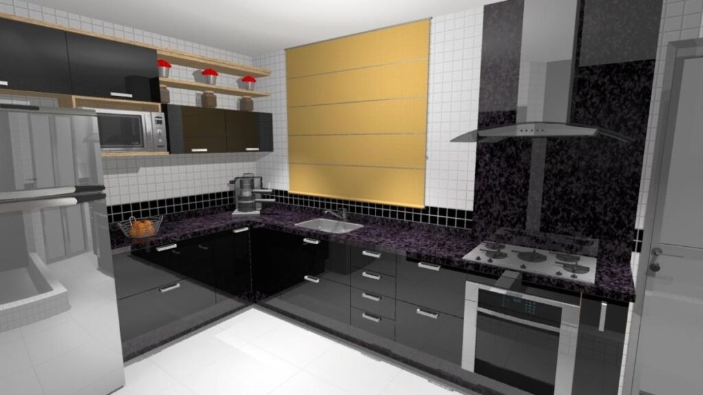 Cozinha em L Preta