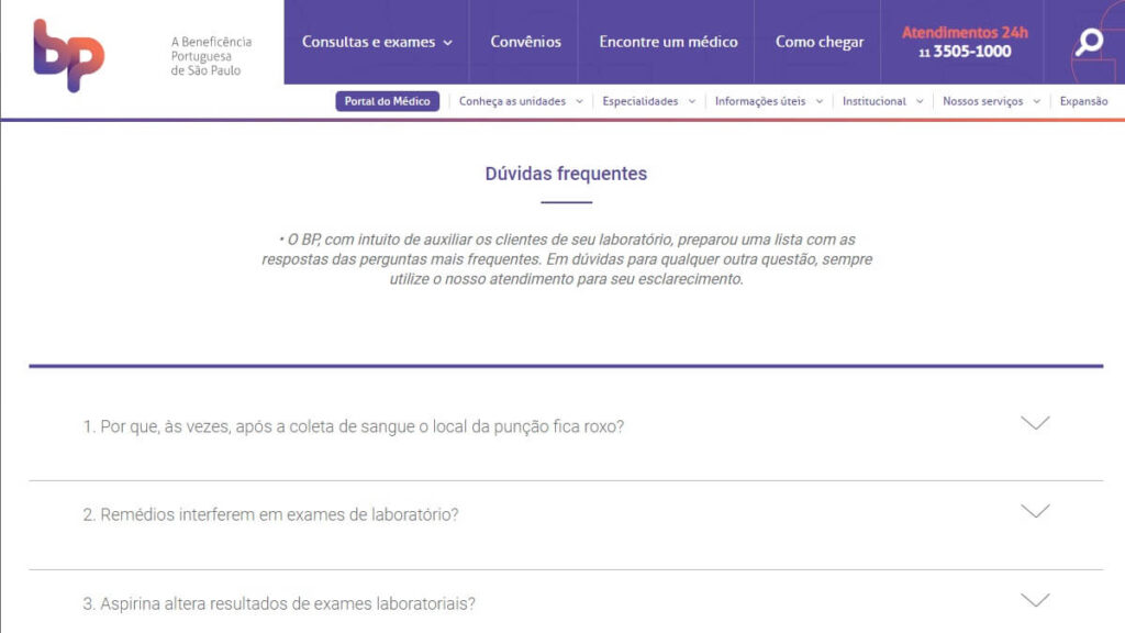 FAQ da Beneficência Portuguesa