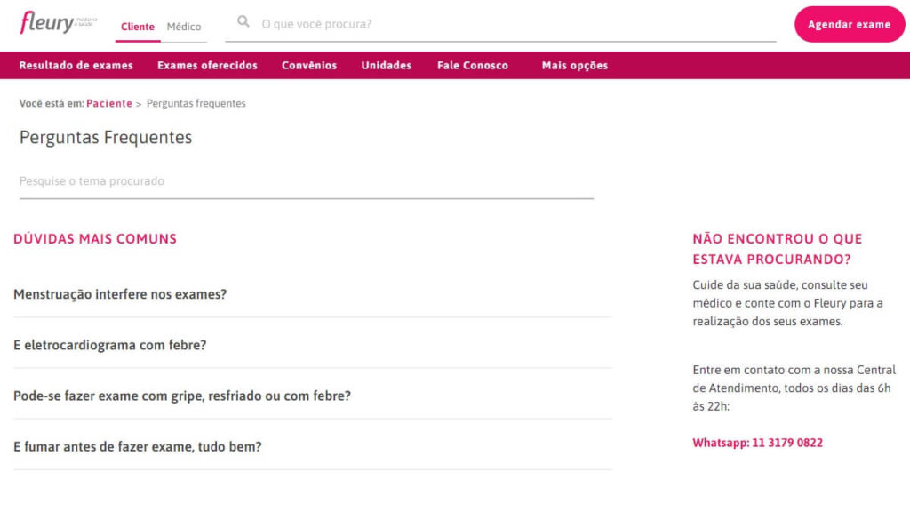 Fleury Telefone: WhatsApp, SAC 0800, Central de FAQ e mais! 2 FAQ do Fleury
