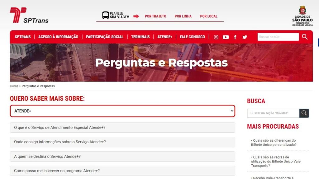 FAQ da SPTrans