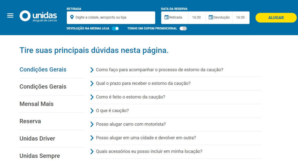 FAQ da Unidas