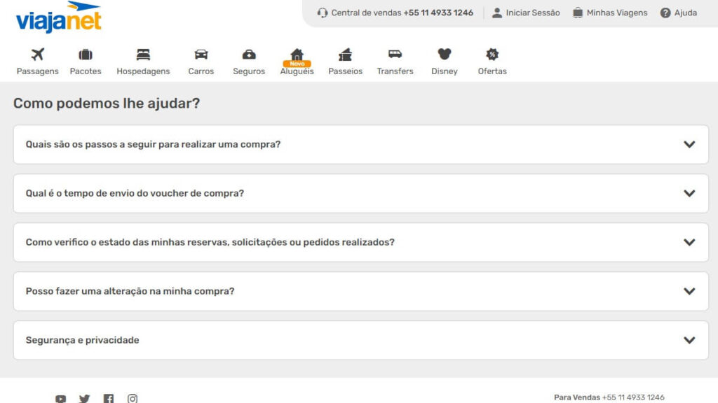 ViajaNet Telefone: WhatsApp, SAC 0800, Formulário de Contato e mais! 2 FAQ da ViajaNet
