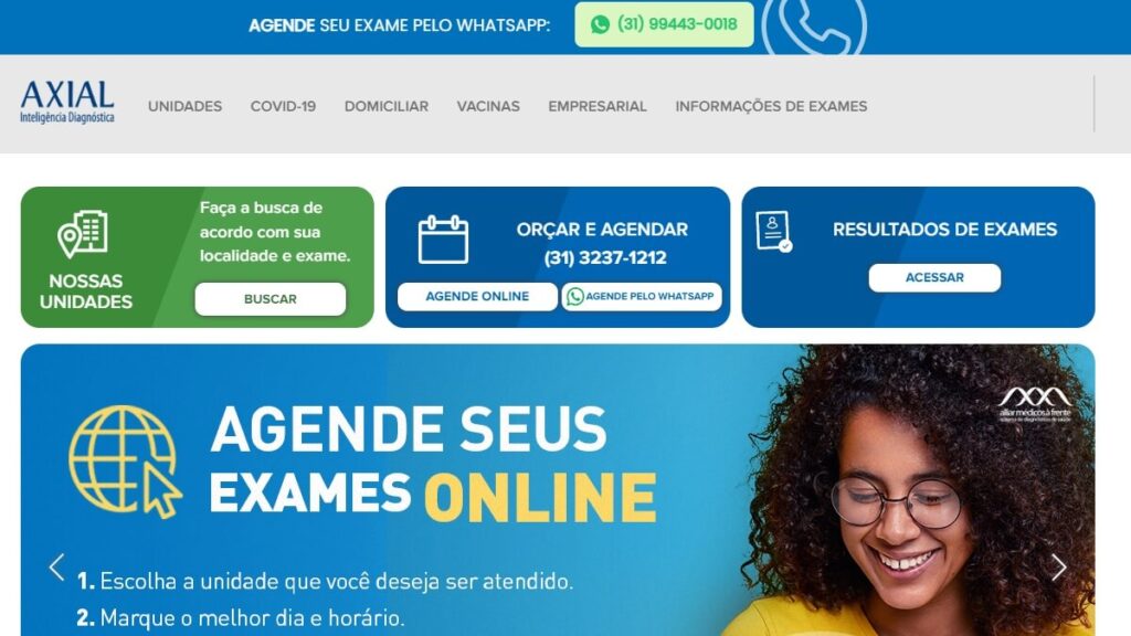 Página inicial da Axial