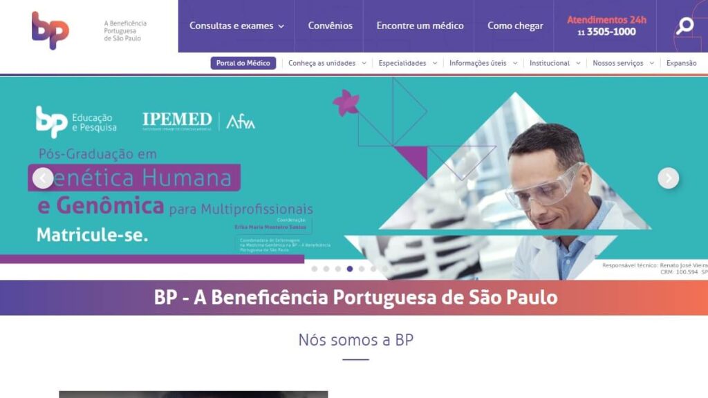Página inicial da Beneficência Portuguesa