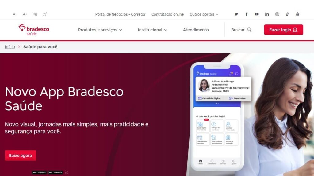 Página inicial Bradesco Saúde