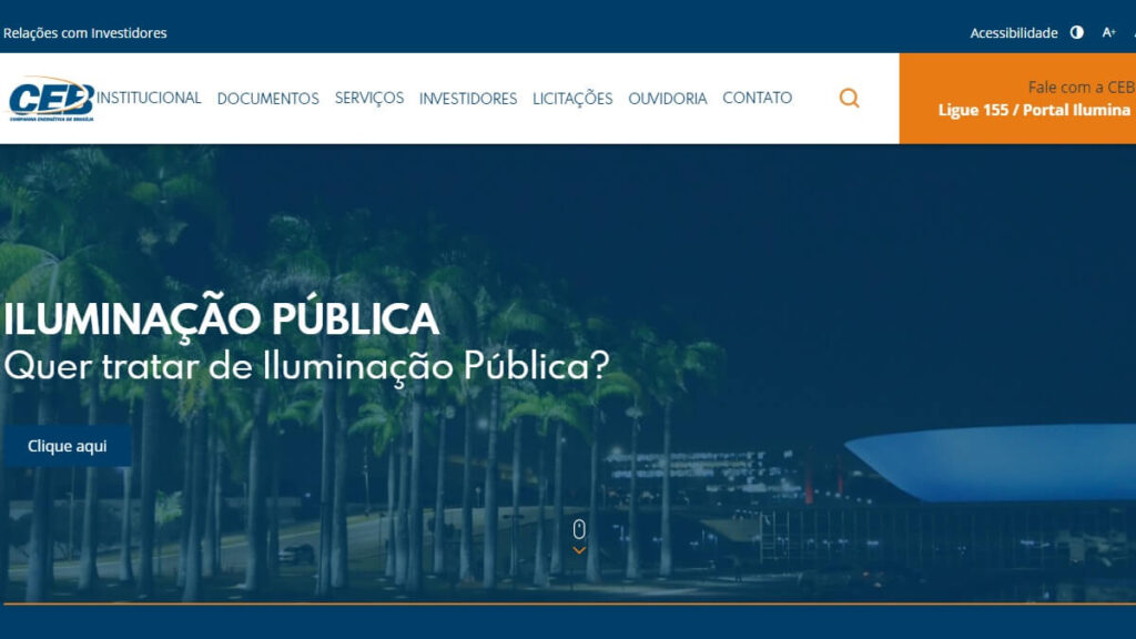Página inicial da CEB