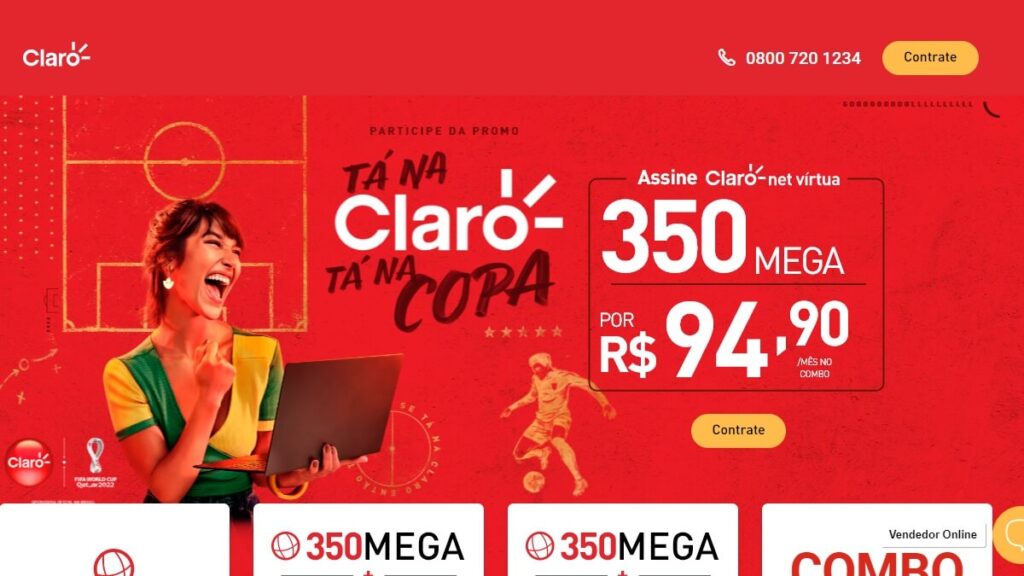 Página inicial da Claro Net
