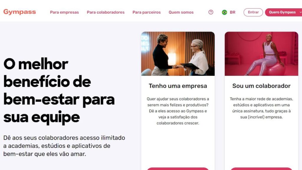 Página inicial do Gympass
