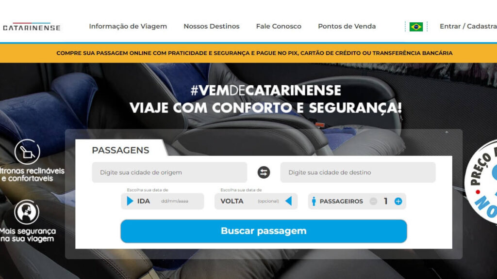 Página inicial da Viação Catarinense