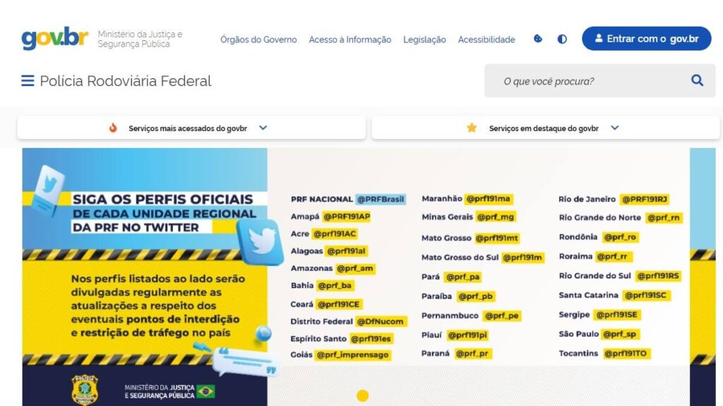 Telefone da Polícia Rodoviária Federal: Quando chamar e quais são os contatos das unidades! 2 Página inicial da Polícia Rodoviária Federal