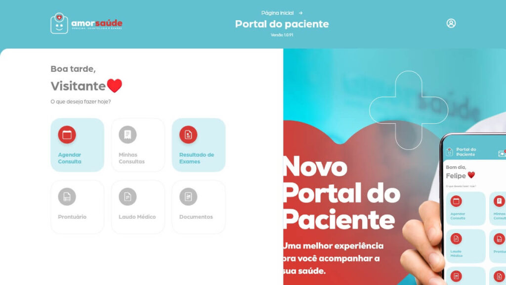 Página de Agendamento de Consultas do AmorSaúde