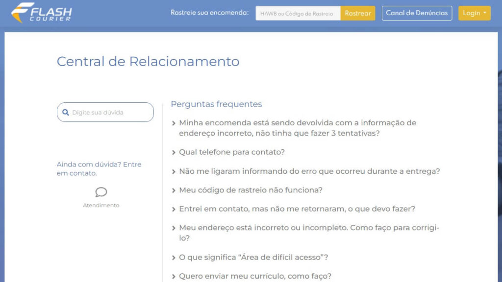 Central de Ajuda da Flash Courier