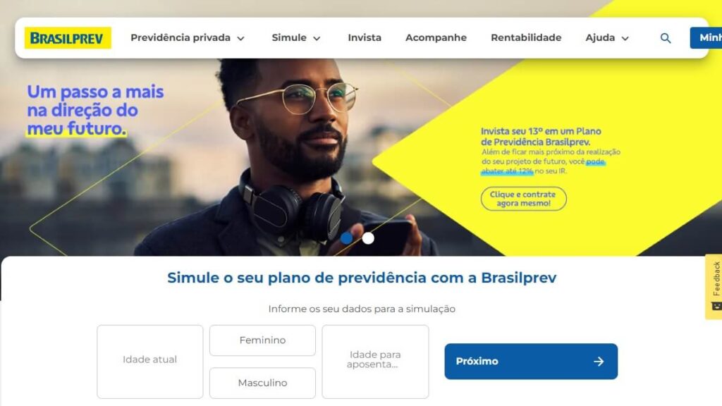 Página inicial da Brasilprev