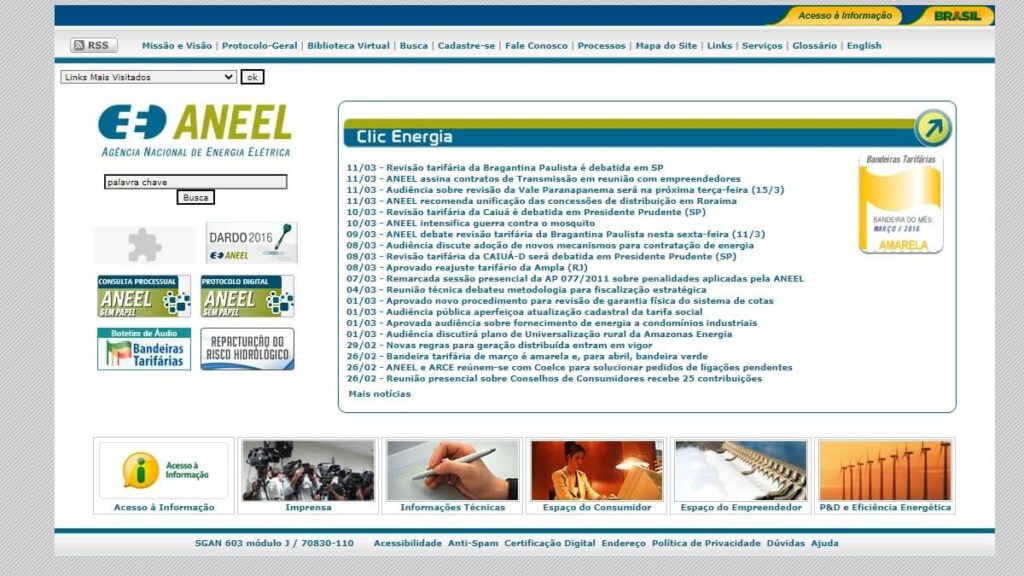 Aneel Telefone: SAC 0800, Atendimento Virtual, Ouvidoria e mais! 3 Página inicial da Aneel
