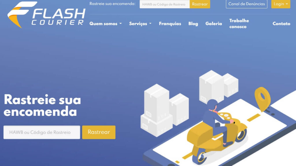Página inicial da Flash Courier