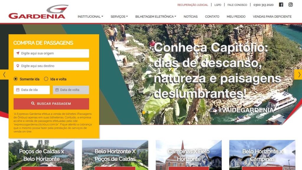 Página inicial da Gardenia