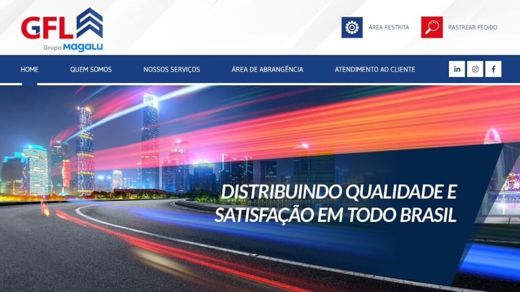 Página inicial da GFL Transportadora
