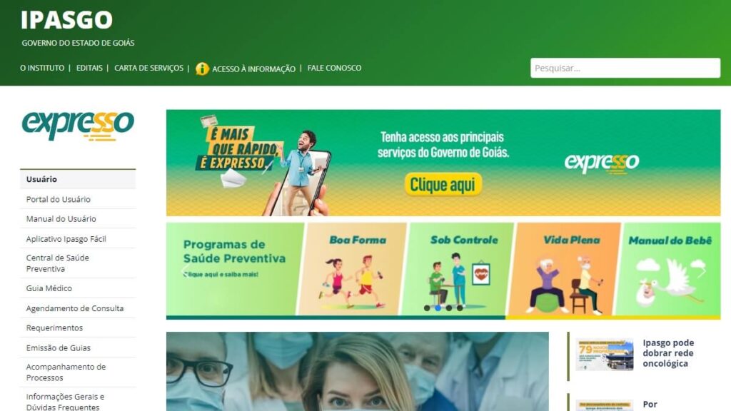 Página inicial da Ipasgo