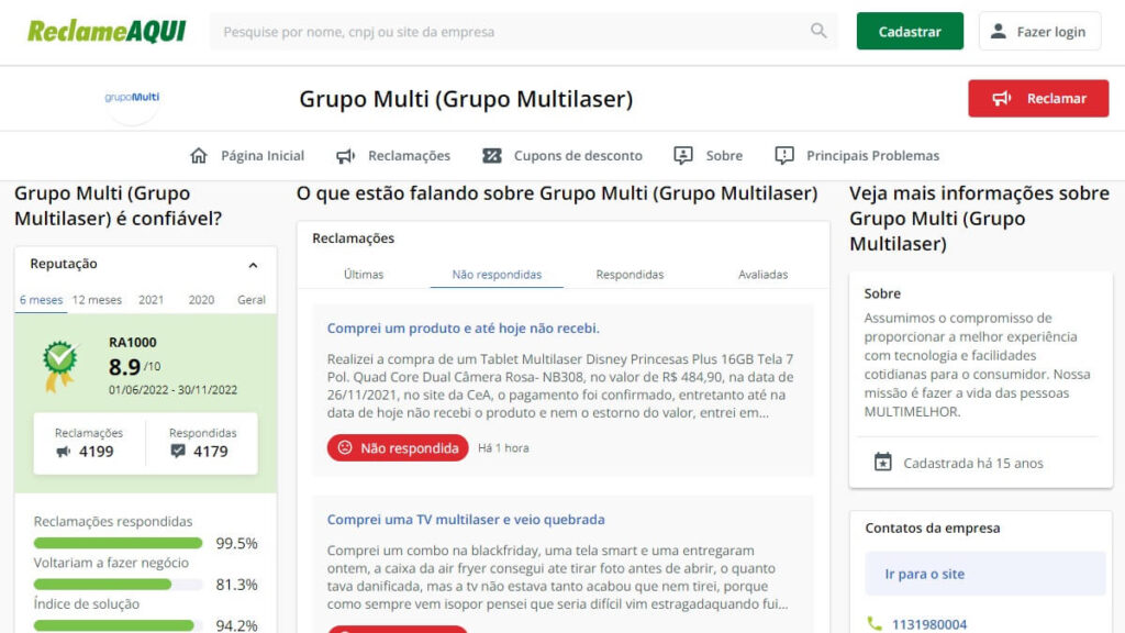Telefone Multilaser: WhatsApp, SAC 0800, Ouvidoria e mais! 4 Multilaser no Reclame Aqui