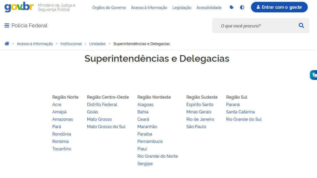 Superintendências e Delegacias