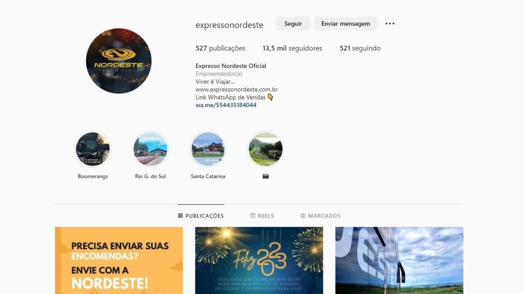 Expresso Nordeste WhatsApp: Telefone, 0800, SAC e outros meios de contato 3 Expresso Nordeste Instagram