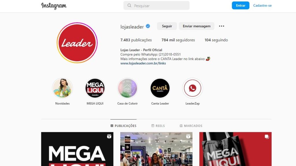 WhatsApp Leader: Telefones, ouvidoria, 0800 e demais contatos 3 Print Screen Instagram Leader