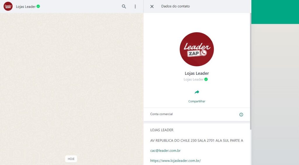 WhatsApp Leader: Telefones, ouvidoria, 0800 e demais contatos 2 Print Screen do WhatsApp Leader