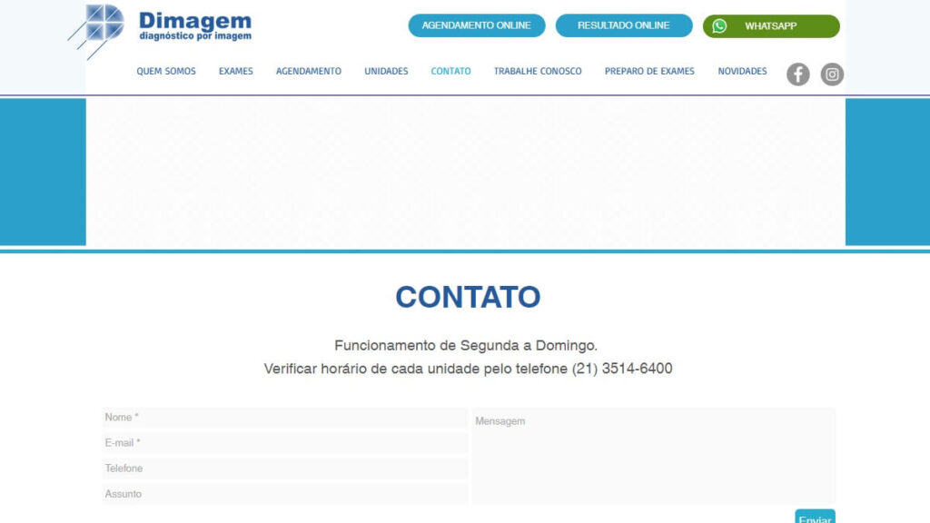 WhatsApp Dimagem: Telefone, Formulário, Unidades e mais! 3 Formulário de Contato da Dimagem