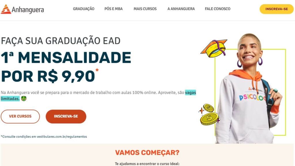 WhatsApp Anhanguera: Telefone 0800, Chat Online, Ouvidoria e mais! 3 Página inicial da Anhanguera