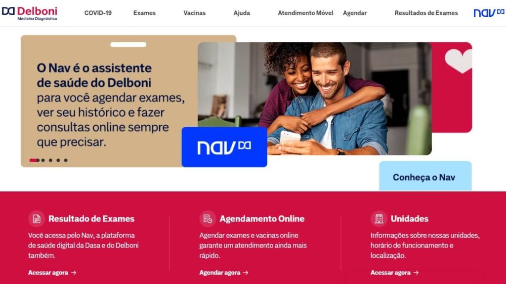 Página inicial do site da Delboni