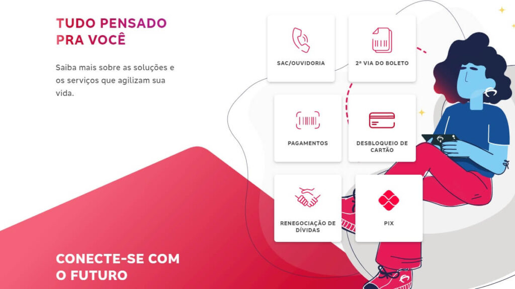 Página inicial de serviços no site do Bradesco