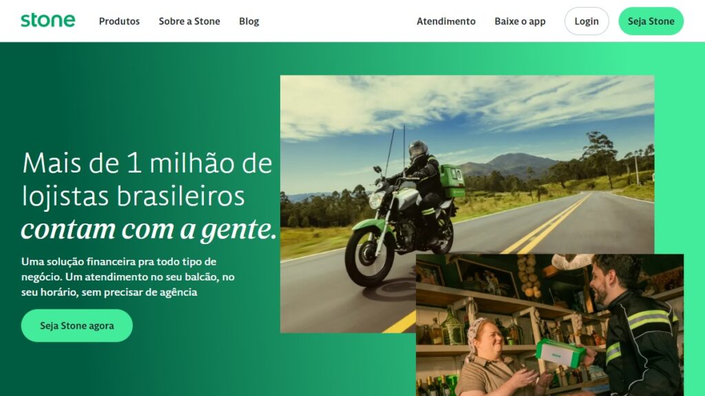 Página inicial do site da Stone