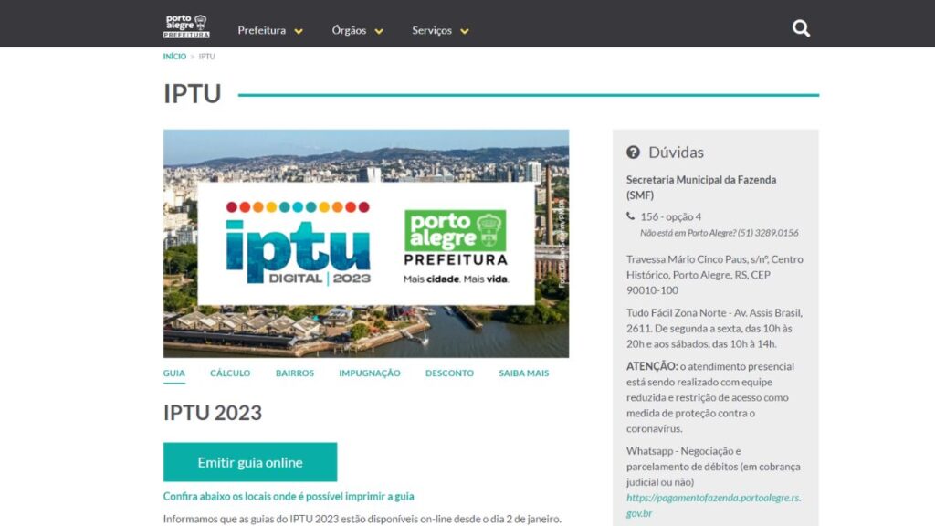 IPTU Porto Alegre: Guia, 2ª via e consulta prefeitura 2 Print da Prefeitura de Porto Alegre