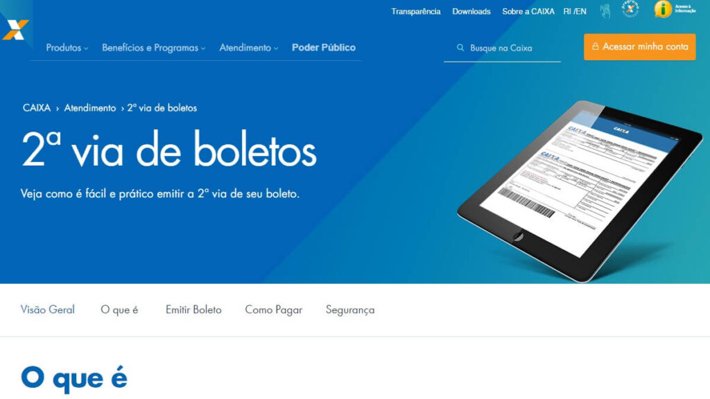 Página de 2ª via de boletos Caixa