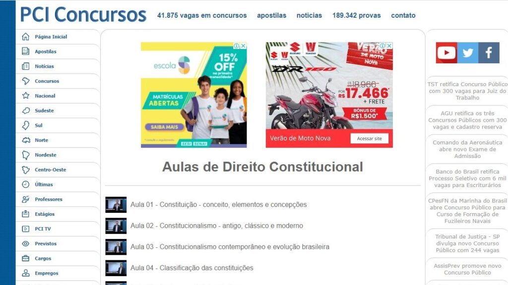 Print Screen vídeo aulas do PCI concursos.